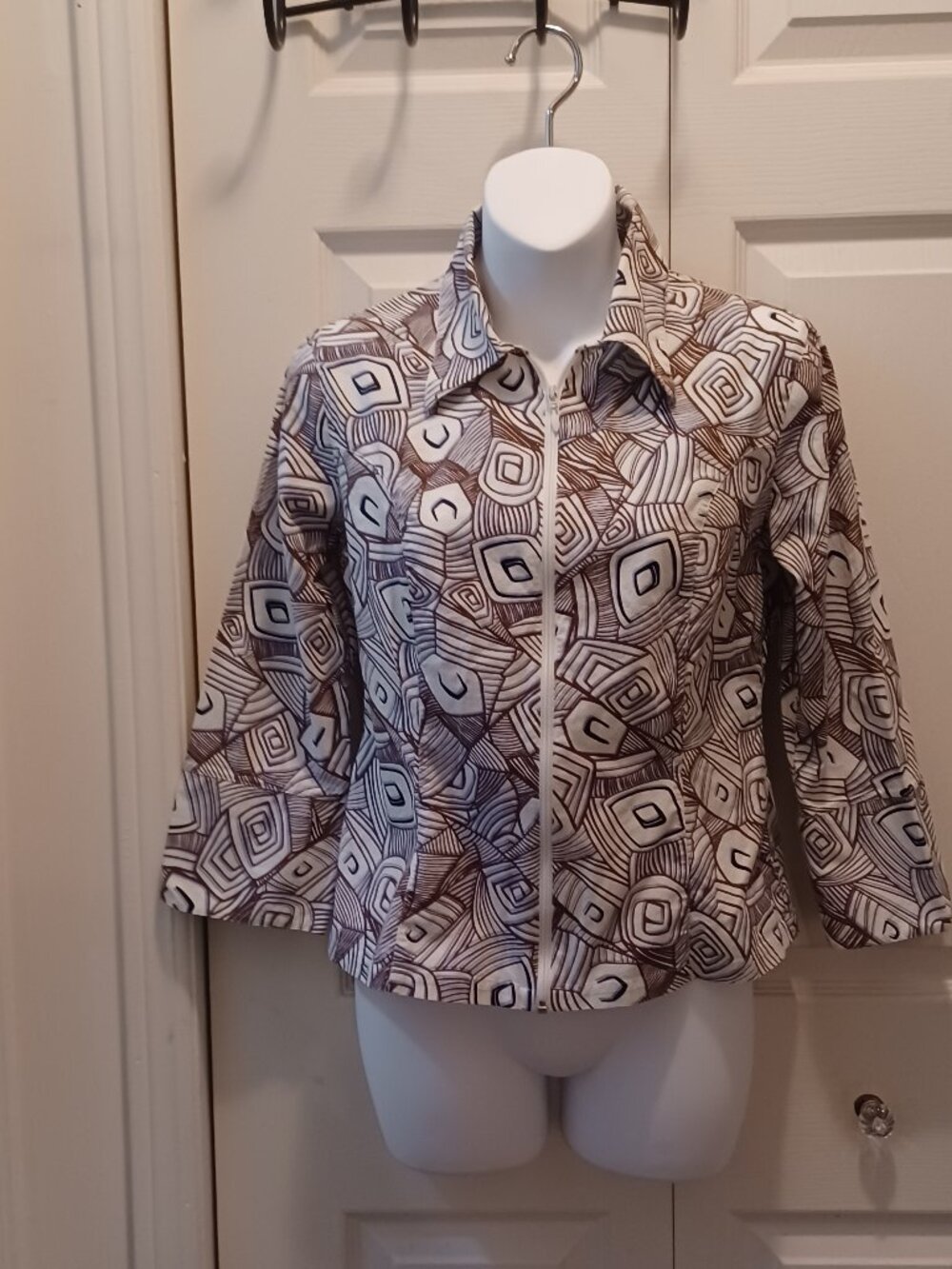 Anne Fontaine (Paris), Patterned, Lightweight, Zip-Up Jacket/Top, Size 2, NWOT